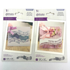 Lot 2 Gemini Edgeables Papercraft Die Bow Invitation Shower Flower Congrats